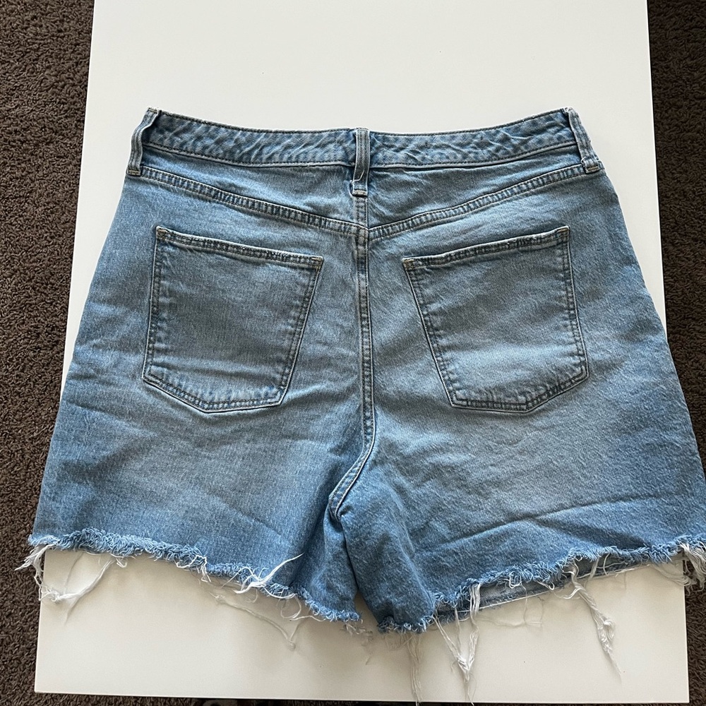 Distressed High-Rise Denim Jean Shorts